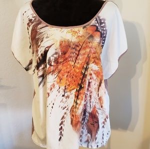 Colorful shirt with pretty earth tone pattern